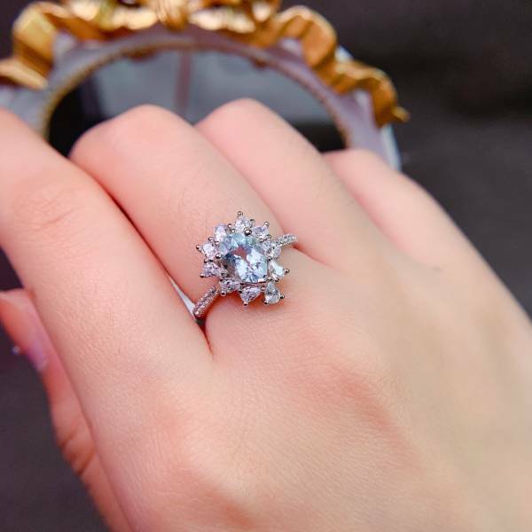 925銀套組 天然極美全淨海藍寶