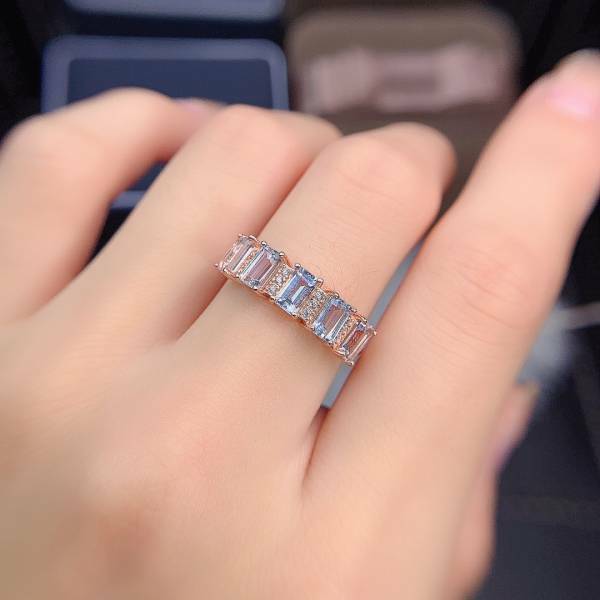 925銀戒指 天然極美全淨海藍寶