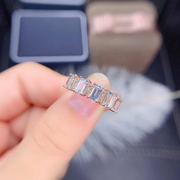 925銀戒指 天然極美全淨海藍寶