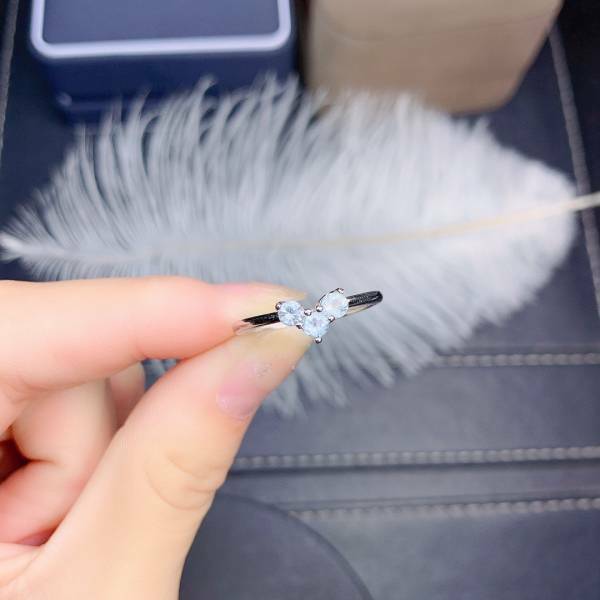 925銀戒指 純天然海藍寶