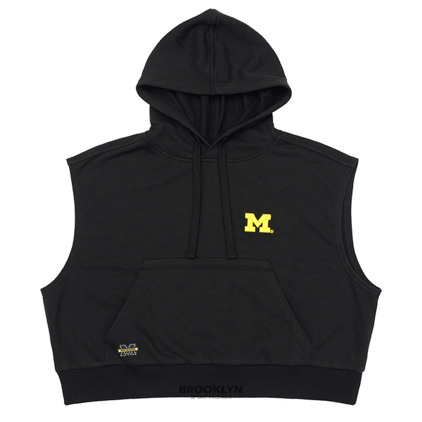 NCAA 連帽背心 密西根大學 黑色 短版 寬版 連帽 無袖 上衣 女  7222548320