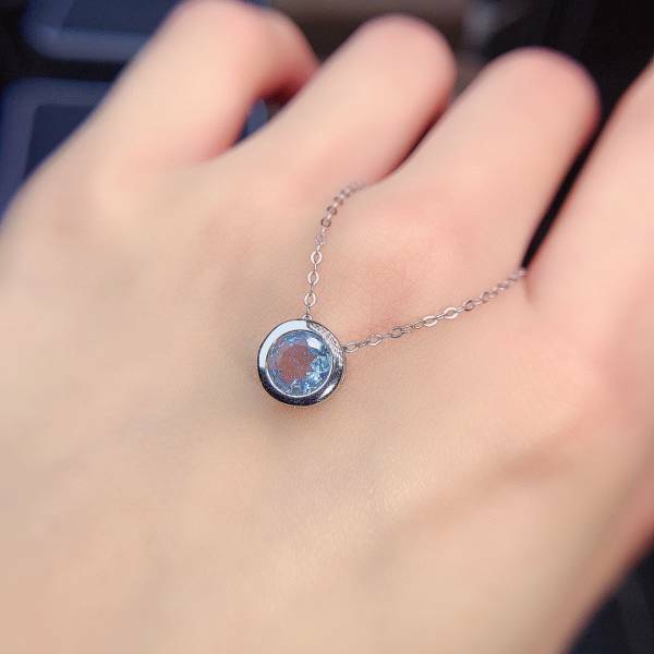 925銀美墜含鏈 泡泡 極簡包鑲款 天然海藍寶