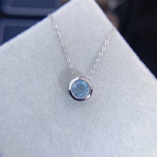 925銀美墜含鏈 泡泡 極簡包鑲款 天然海藍寶