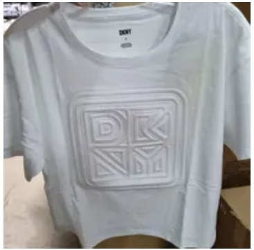 [S] DKNY LOGO WOMEN'S SHORT SLEEVE TEE,BLANC/BLANC, B3360509-8L2 (SD591)