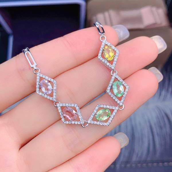 925銀手鍊 純天然碧璽