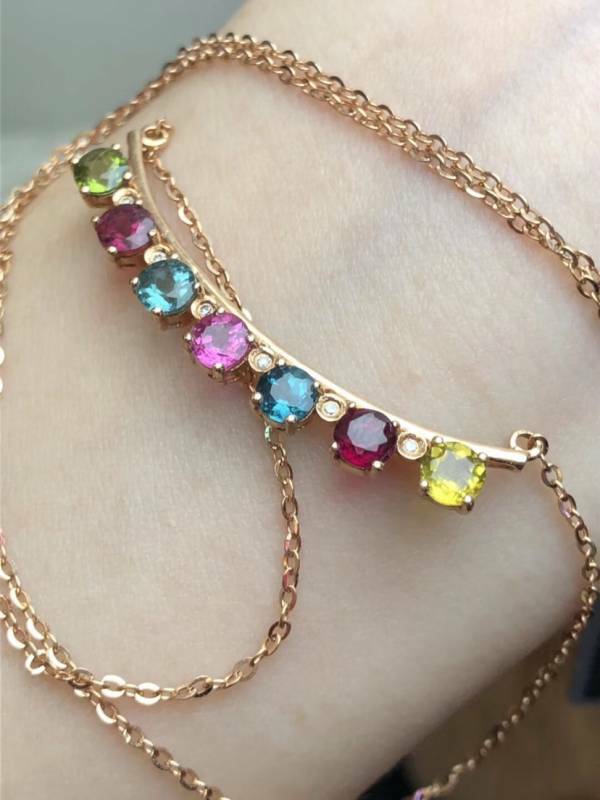 925銀吊墜 新款糖果色天然彩色碧璽