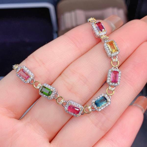 925銀手鍊 純天然碧璽