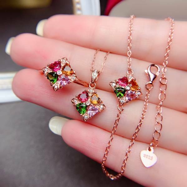 925銀套組 天然糖果色碧璽