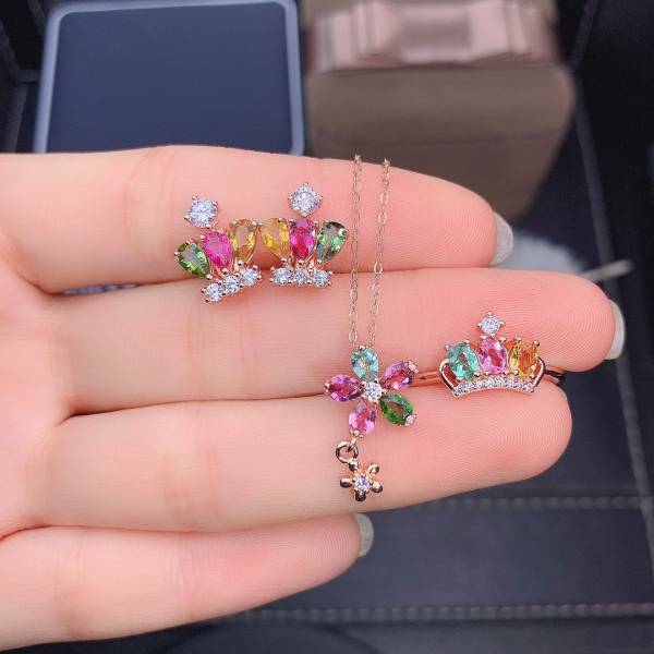 925銀套組 天然彩色碧璽