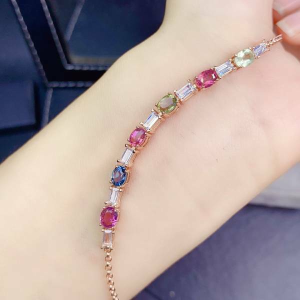 925銀手鍊 純天然碧璽