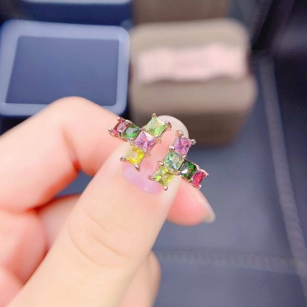 925銀戒指 天然彩色碧璽