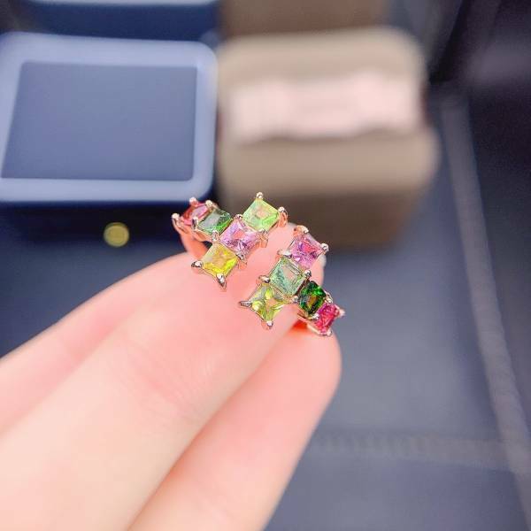 925銀戒指 天然彩色碧璽