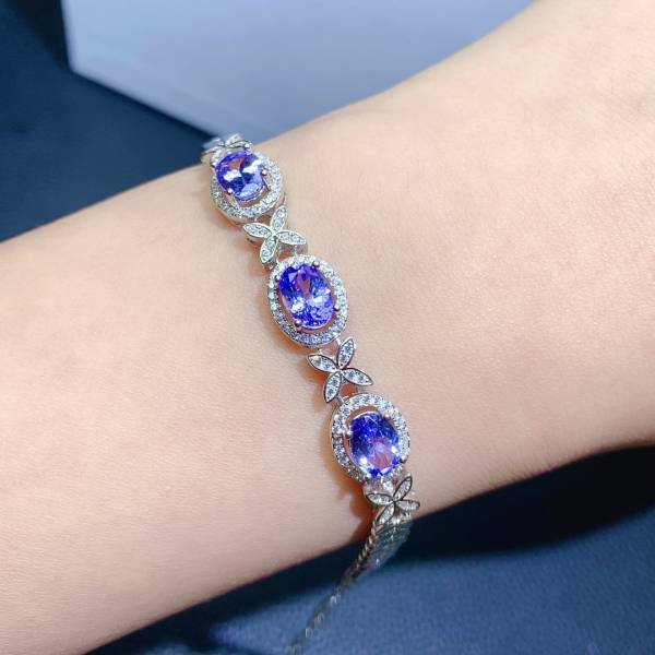 925銀手鍊 天然坦桑石