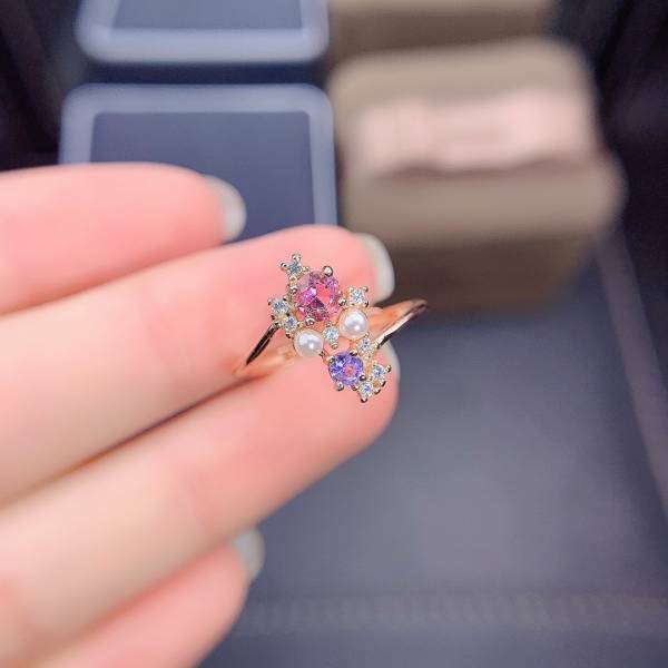 925銀戒指 天然彩色碧璽