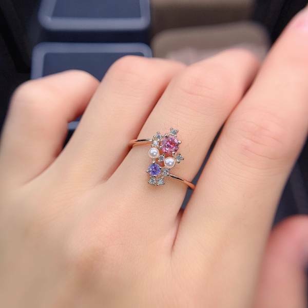 925銀戒指 天然彩色碧璽