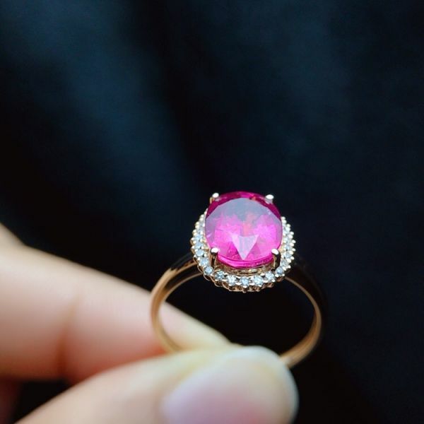 18k真金真鑽 碧璽戒指 送證書