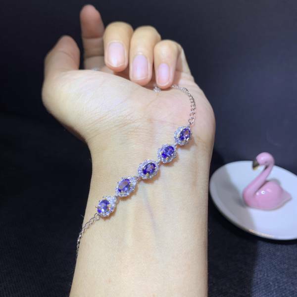 925銀手鍊 天然坦桑石