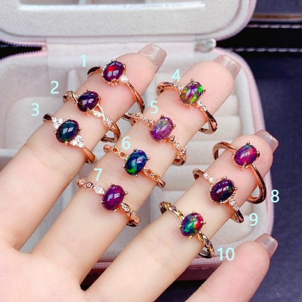 925銀戒指 經典簡約款天然黑歐泊