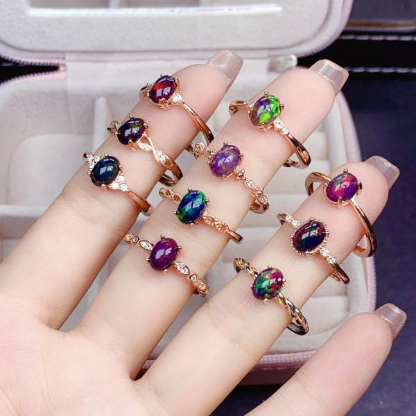 925銀戒指 經典簡約款天然黑歐泊