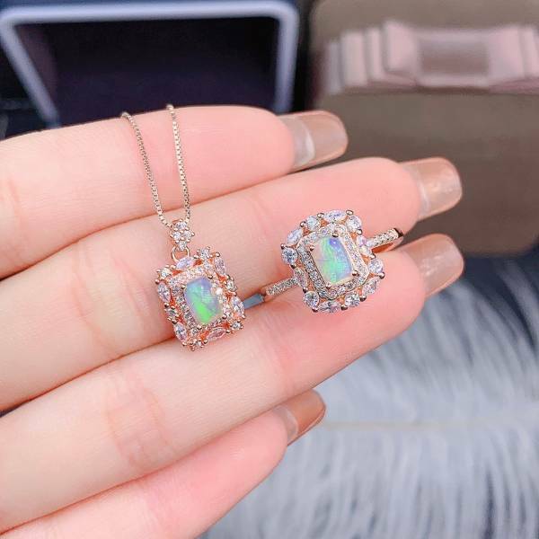 925銀套組 純天然澳寶歐泊