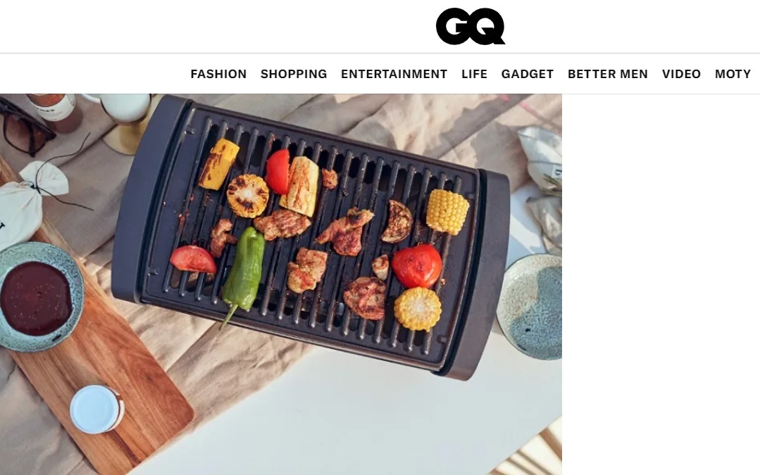 GQ 推薦烤肉爐, 中秋烤肉爐上烤著素食,青椒, 紅黃椒等蔬食