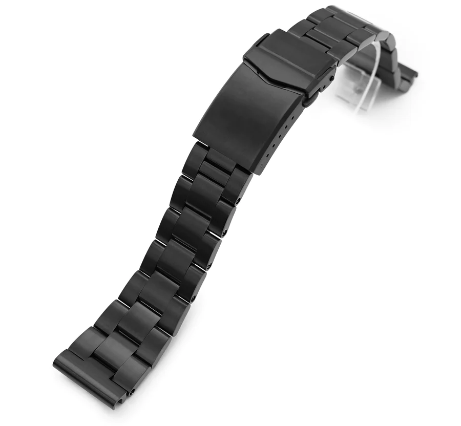 萬年鐘錶 - 太空人錶帶 SEIKO  潛水錶 專用錶帶  各大品牌皆可使用 平口接頭通用錶帶  全黑實心超級三板式不鏽鋼錶帶  SS211820BLC044