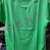 [S] DKNY DIAGONAL RHINESTONE LOGO TEE,GREEN, B2101914-GRN [FINAL SALE] (SD596)