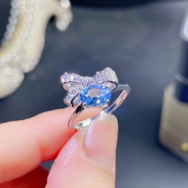 925銀戒指 天然倫敦藍托帕石