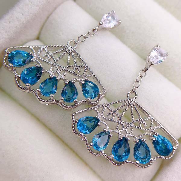 925銀耳環 倫敦藍托帕石