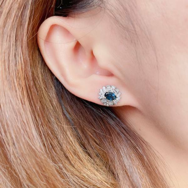 925銀耳環 倫敦藍托帕石