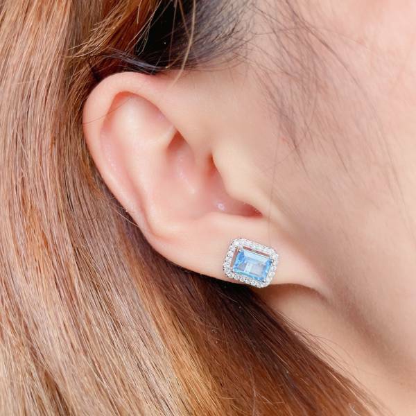 925銀耳環 瑞士藍托帕石