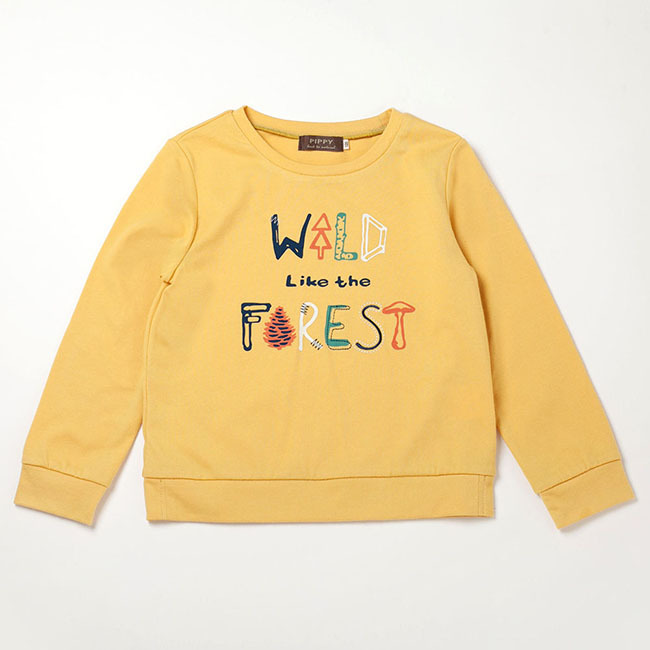 PIPPY 字母繡花圓領棉質長袖上衣 黃