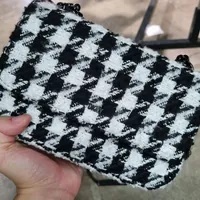 [S] DKNY SINA HOUNDSTOOTH SHOULDER FLAP BAG,BLACK/WHITE, 755405803632 (SD612)
