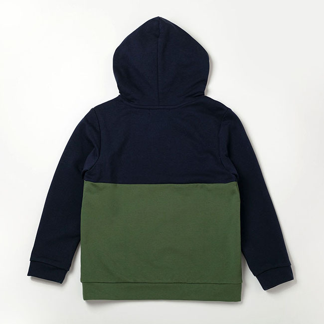 PIPPY 拼接彈性棉連帽長袖上衣 藍