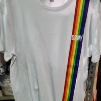 [S] DKNY RAINBOW PRINT SHORT SLEEVE T-SHIRT,WHITE, M2313012-WHT (SD627)
