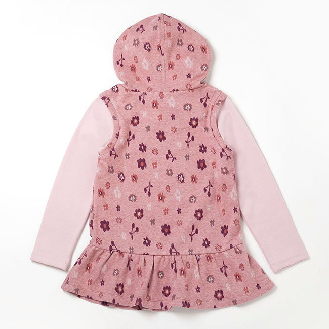 PIPPY 俏皮櫻桃小花印花連帽長袖上衣 玫瑰
