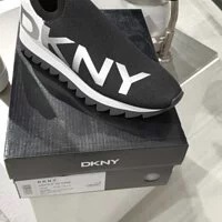 [S] DKNY AZER SLIP ON SNEAKERS,BLACK/SILVER, K2000669-BSV (SD637)