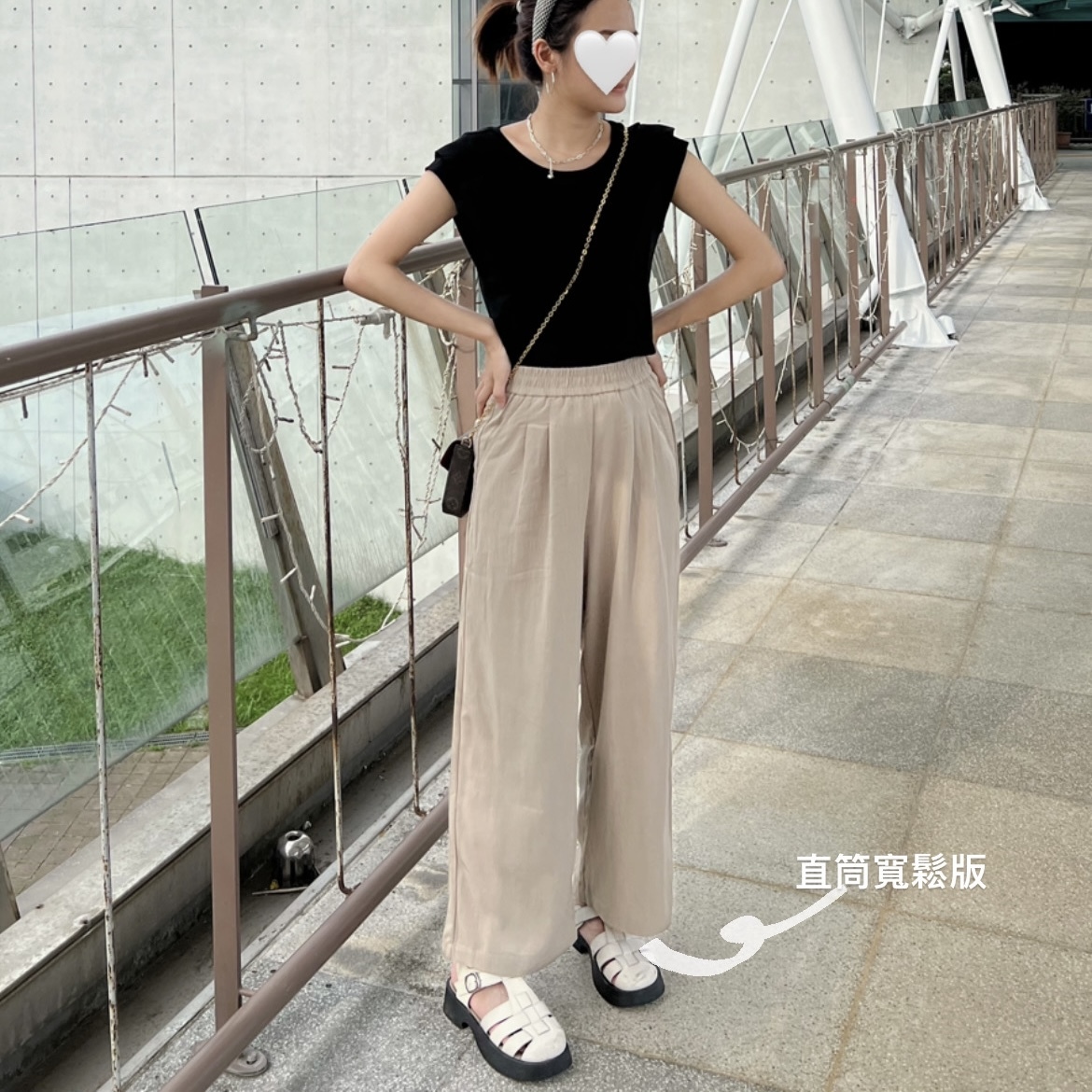 |現貨|(必帶鬆鬆褲)透氣軟綿薄水洗鬆緊寬鬆長褲(黑色/燕麥綠)(XXS-L)