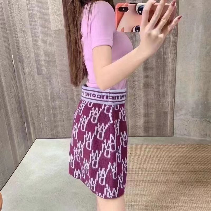 We11done    紫色彈幕字母短裙  WD-KS3-21-601  PURPLE -T