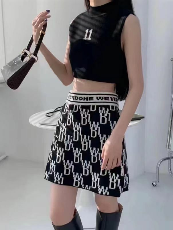 We11done  黑色彈幕字母短裙 WD-KS3-21-601   BLACK -T