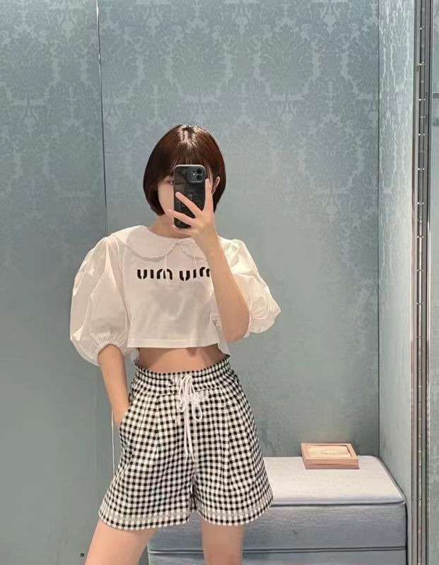 Miu Miu 黑白格紋短褲 MJP271  10OP   F0967 -T