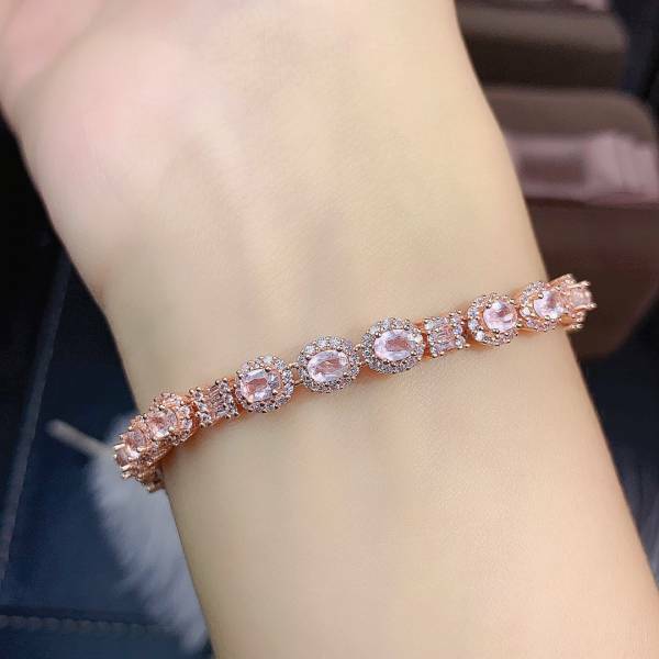 925銀手鍊 純天然粉晶