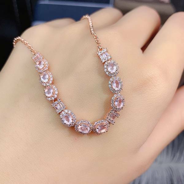 925銀手鍊 純天然粉晶