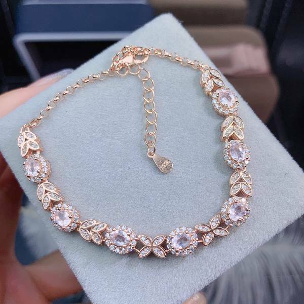 925銀手鍊 純天然粉晶