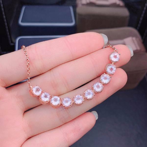 925銀手鍊 純天然粉晶