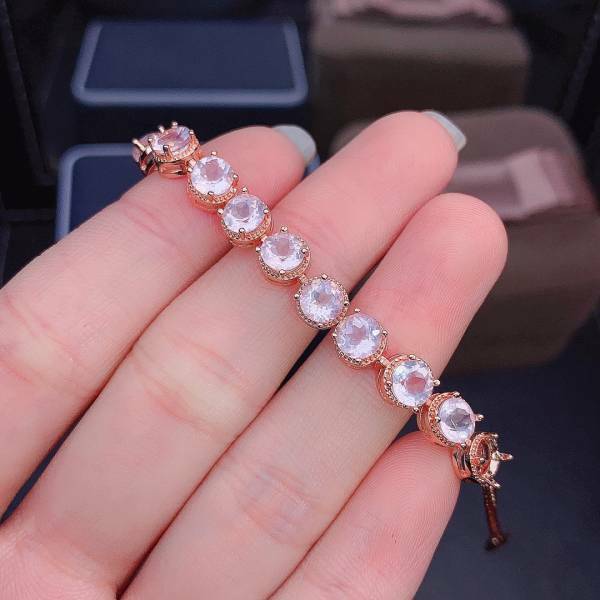 925銀手鍊 純天然粉晶