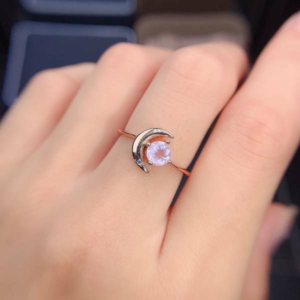 925銀戒指 純‮然天‬新款粉晶