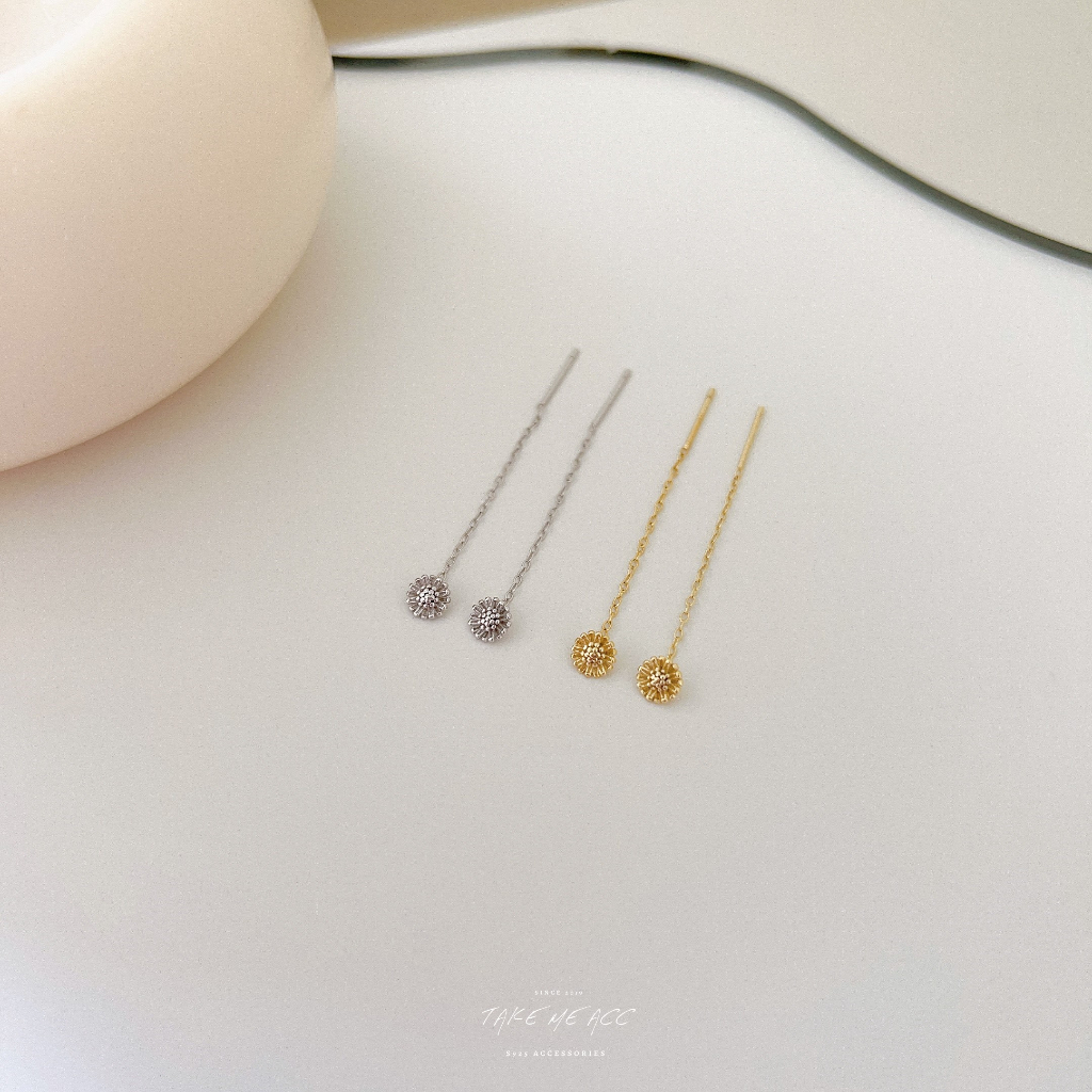 小花耳線｜純銀針耳環