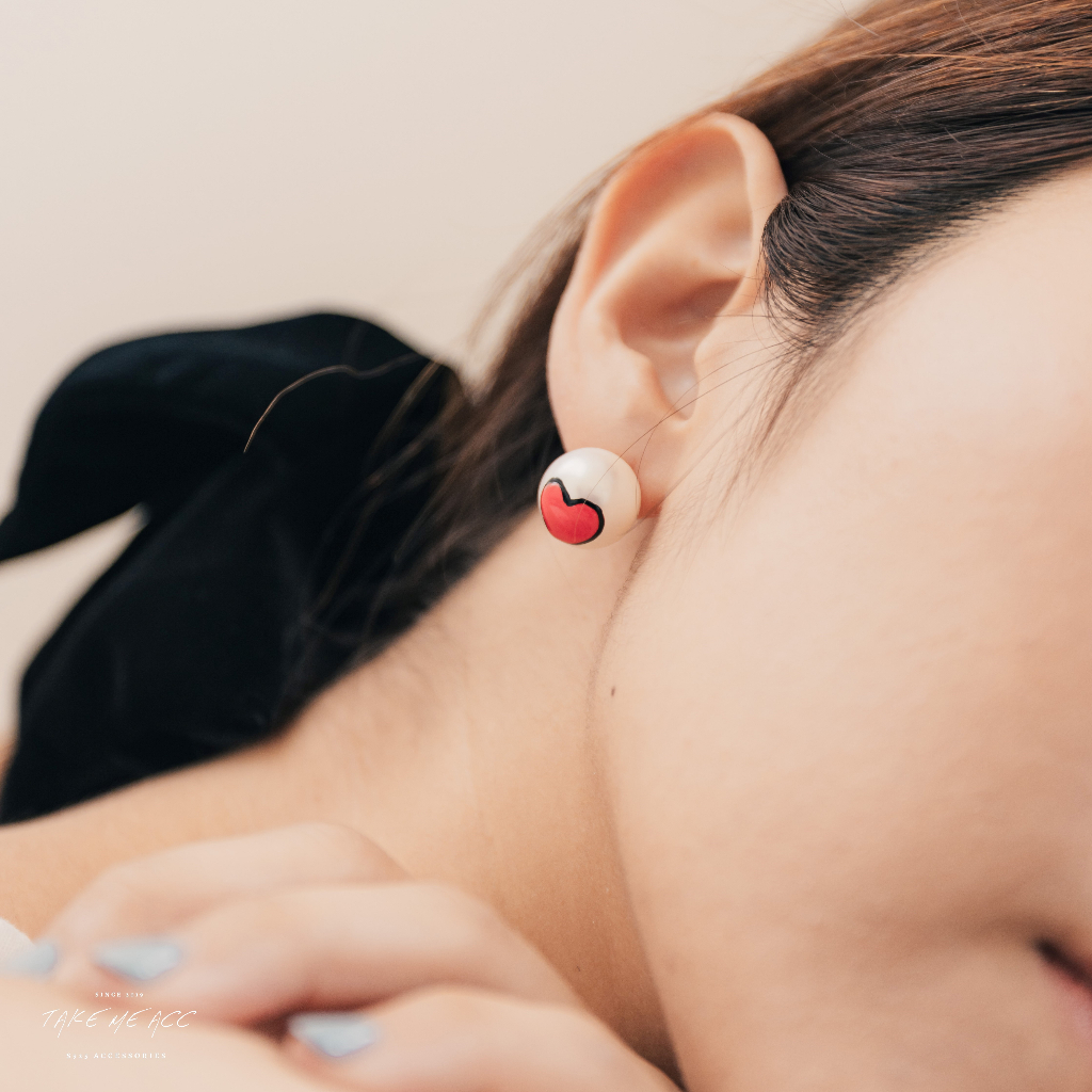 超Q手繪珍珠｜純銀針耳環