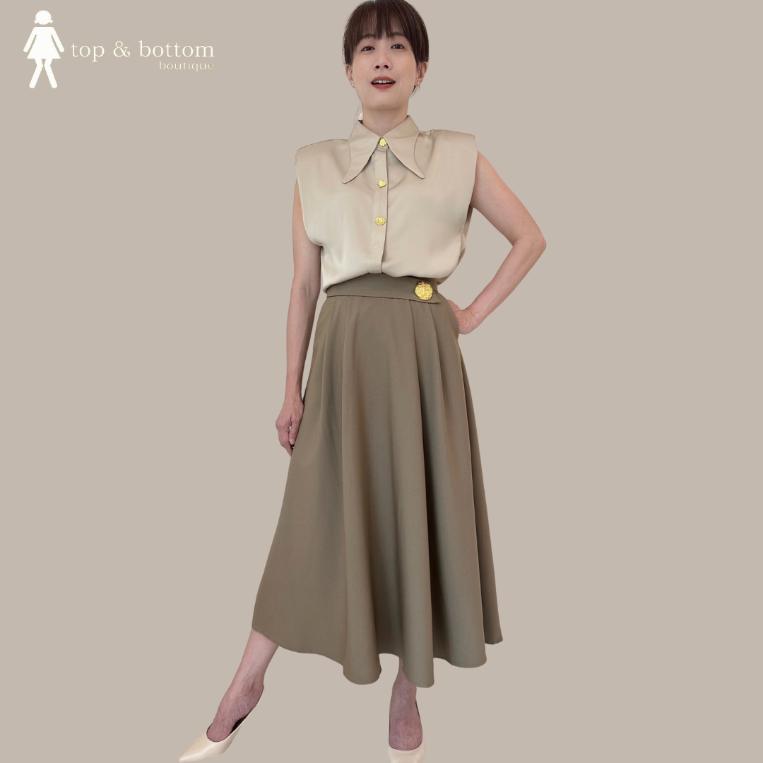 SOLID WAVY MIDI SKIRT